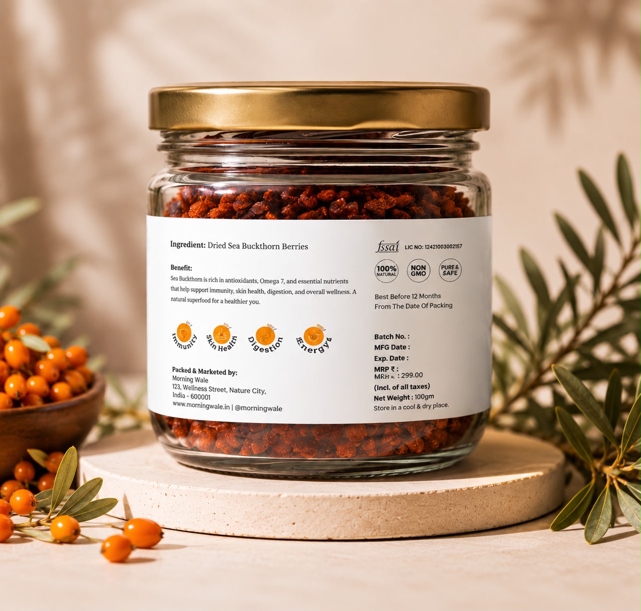 Sea Buckthorn Berry (Dried) 100gm